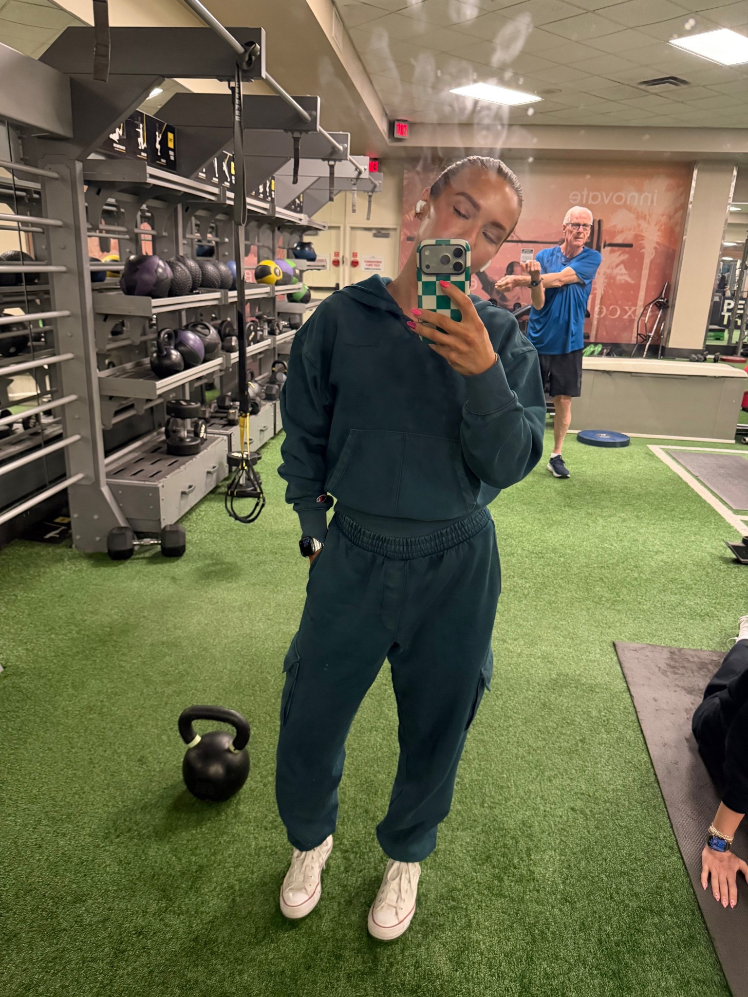 Cutest new sweatsuit 😮‍💨😮‍💨😮‍💨 wearing XS bottoms and XS top 

#LTKootd #LTKfitnessgoals #LTKgrwm