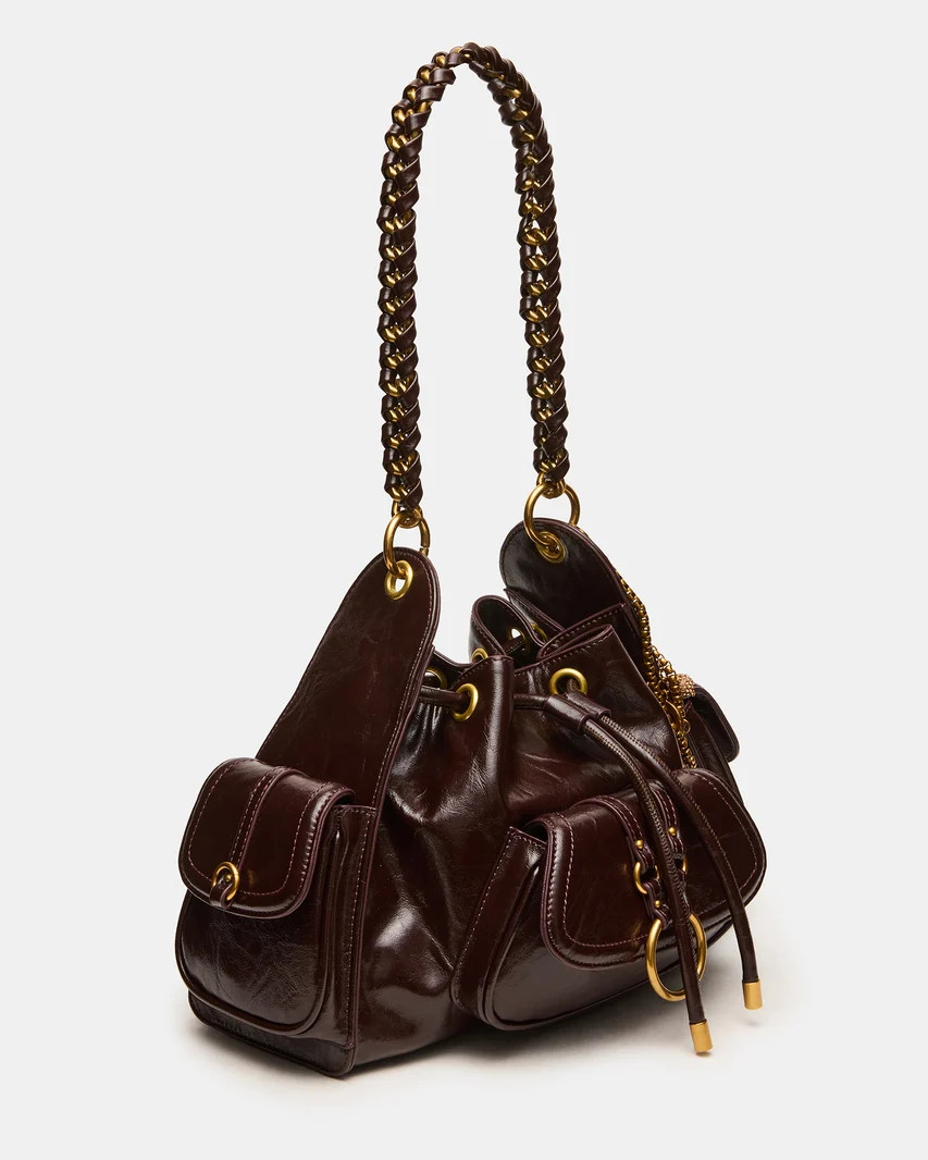 DRU Bag Chocolate Hobo Shoulder Strap Chain Strap Handbag | Steve Madden (US)