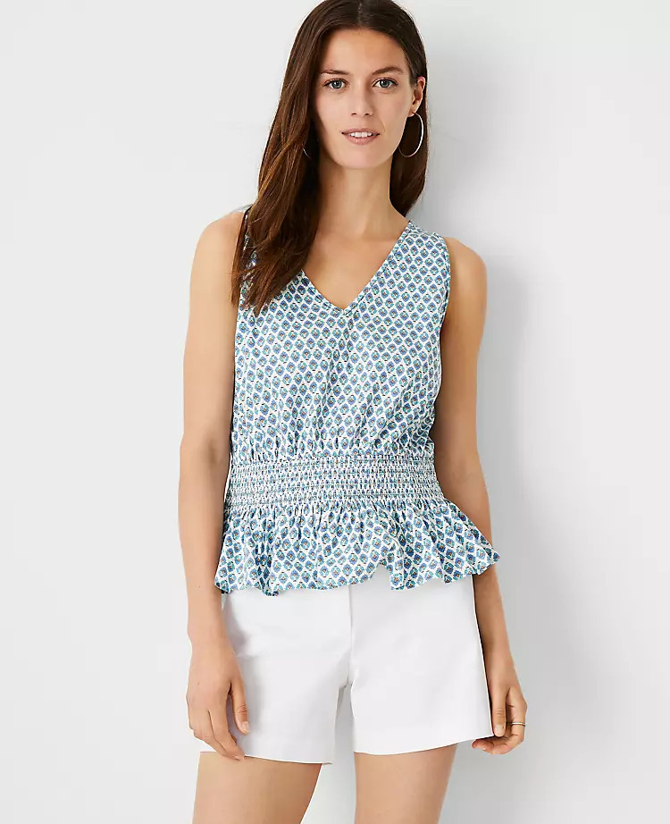 Floral Smocked Waist Sleeveless Top | Ann Taylor | Ann Taylor (US)
