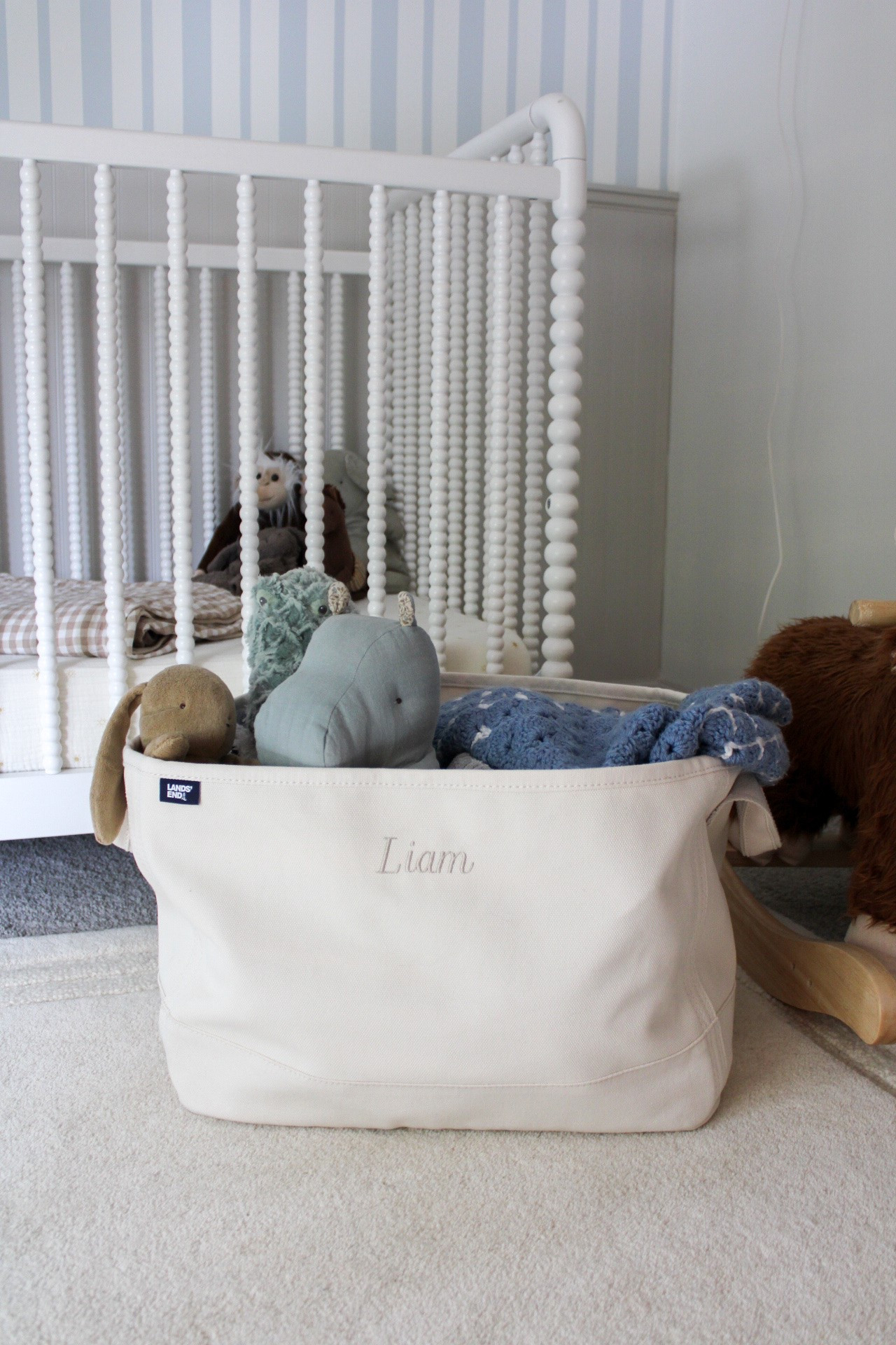 Loving this large canvas storage tote from lands end for my son’s nursery! 

Embroidery color is light stone and ‘Casey’ font.

#LTKmomlife #LTKHome #LTKKids