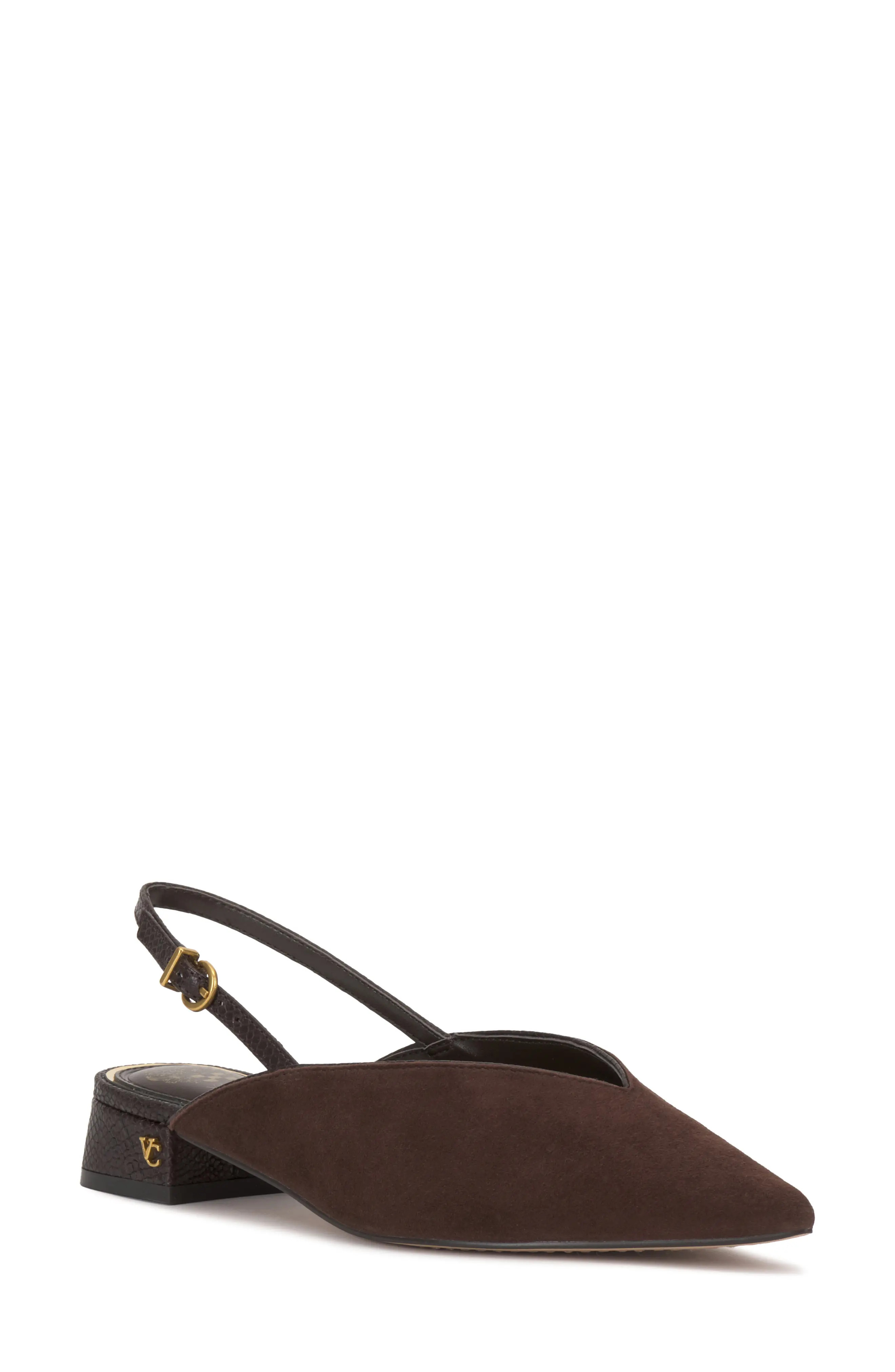 Vince Camuto Venba Pointed Toe Slingback Flat in Brownie/brown Multi at Nordstrom, Size 10 | Nordstrom