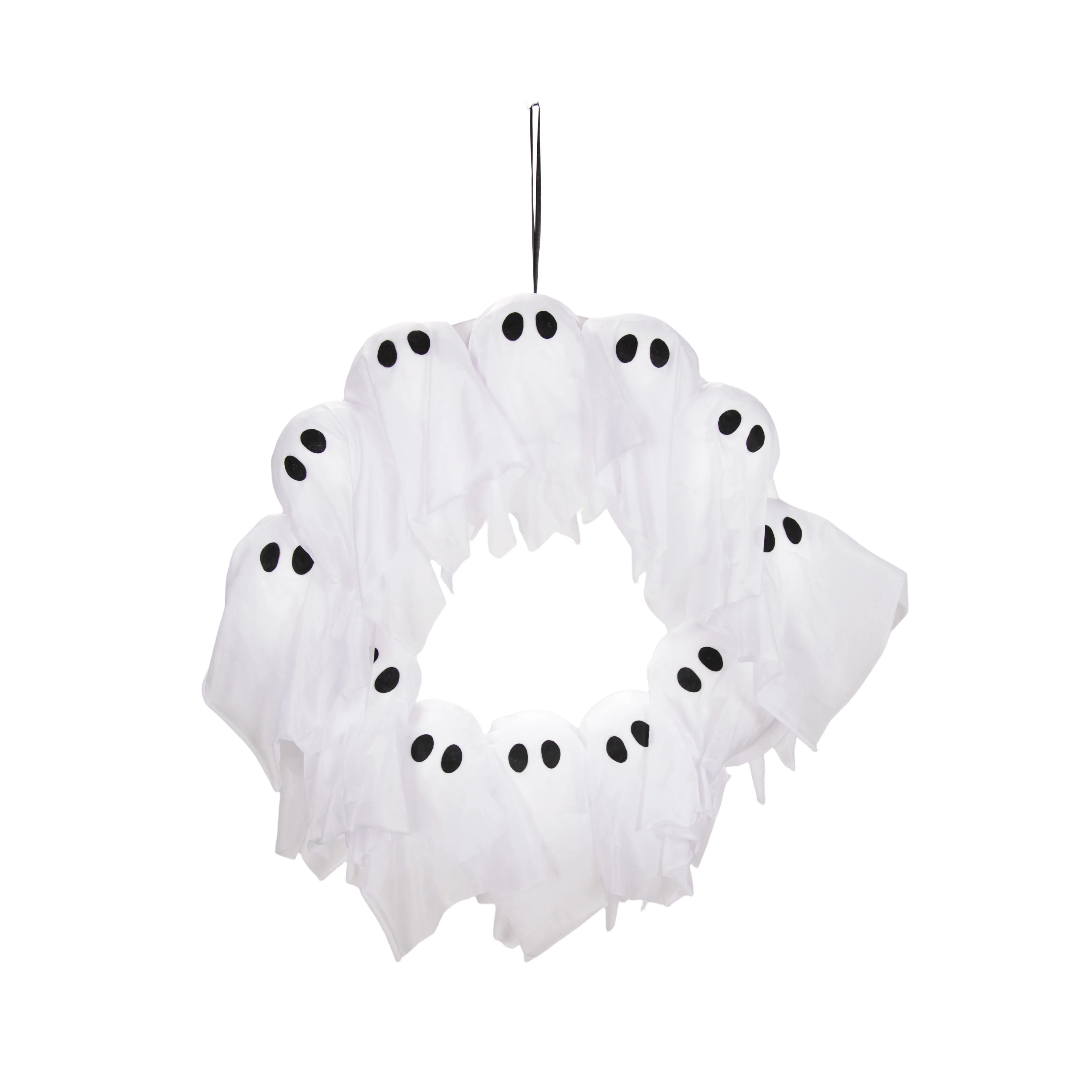 Haunted Hill Farm 24" Lighted Black & White Ghost Wreath Halloween Decoration | Wayfair North America