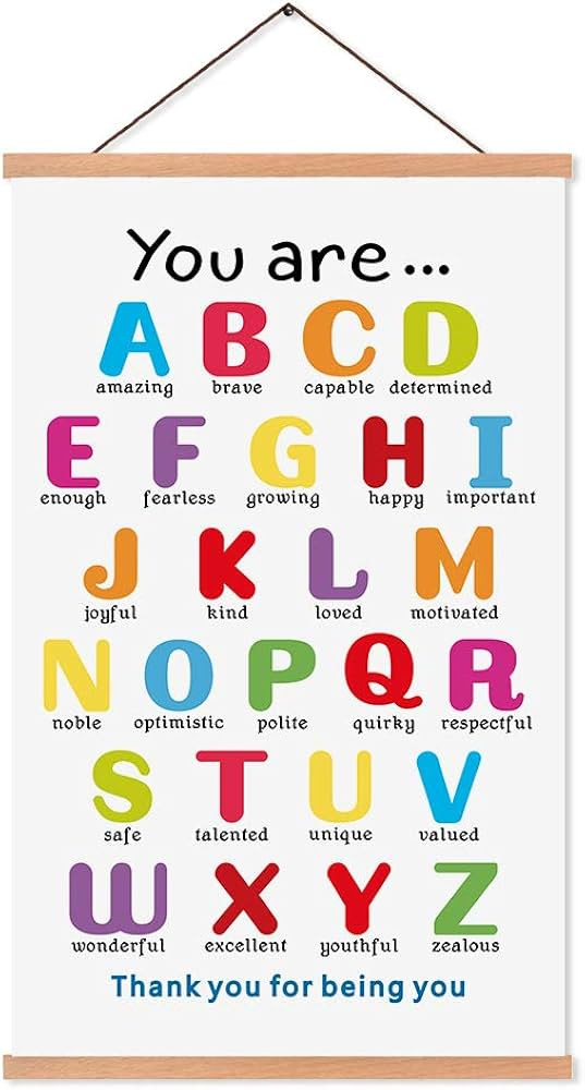 KAIRNE Colorful ABC Alphabet Art Print With Wood Magnetic Poster Hanger Frame, 28X45CM You Are Am... | Amazon (US)