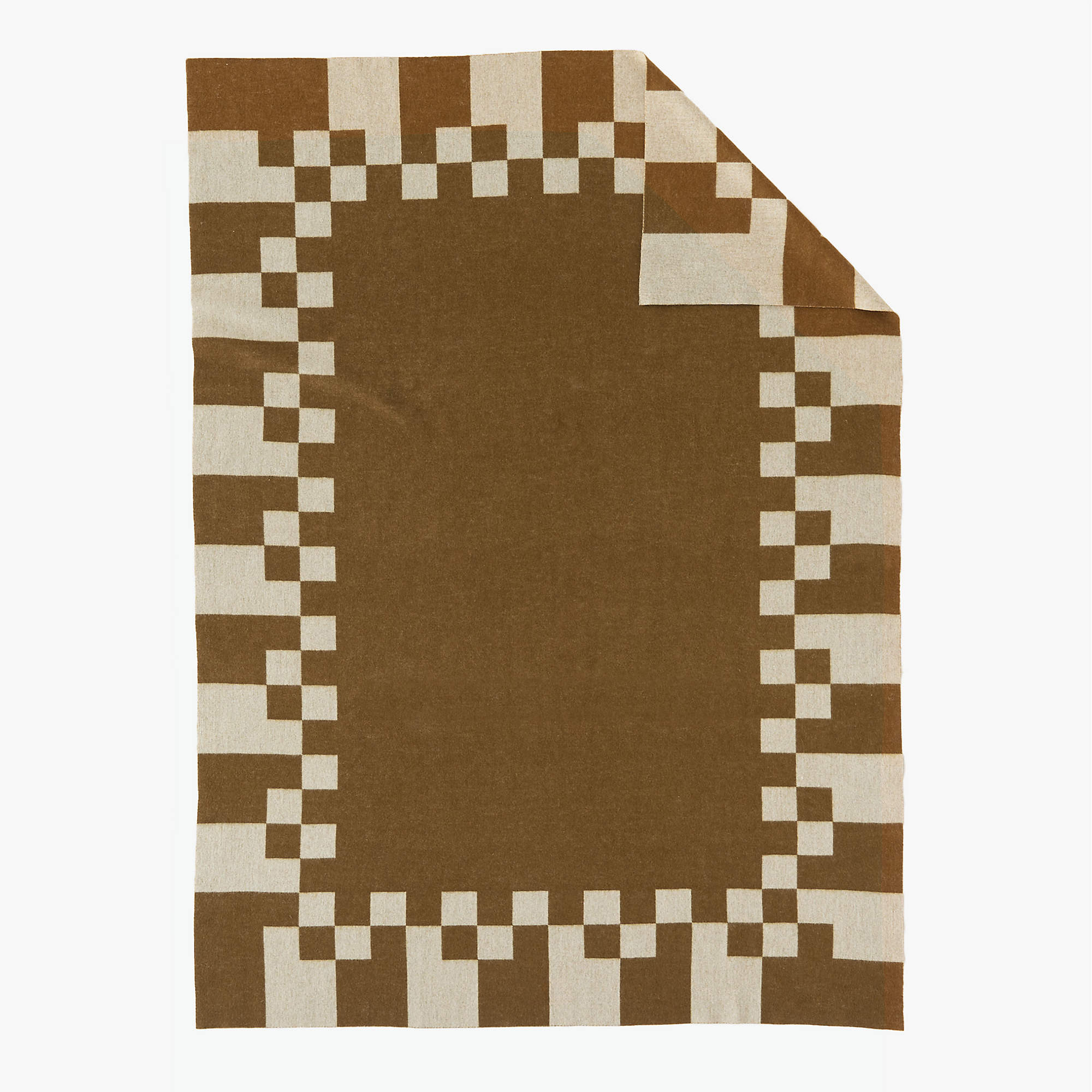 Check Tobacco Brown Merino Wool Throw Blanket 50"x70" + Reviews | CB2 | CB2