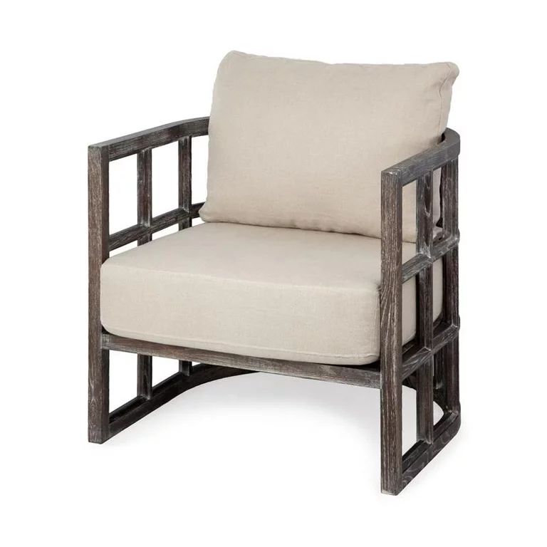 Mercana Skylar I Off White Fabric Covered Cushioned Demi-Lune Wooden Frame Chair | Walmart (US)