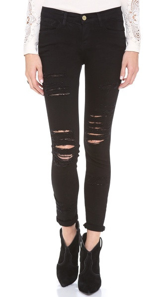 Frame Le Color Rip Skinny Jeans - Film Noir | Shopbop