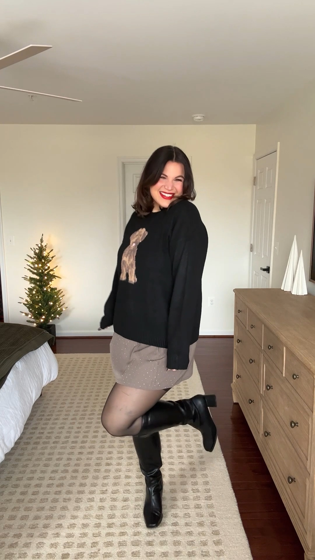 Midsize holiday outfit from Walmart! Saw this outfit on the model + I had to have it!! So cute for both Thanksgiving (Friendsgiving) or Christmas 🦃🎄 

Bralette - xl *use code KELLYTK20 to save 
Sweater - xl 
Tights - xl
Skirt - large
Boots - 10 



#LTKMidsize #LTKSeasonal #LTKHoliday