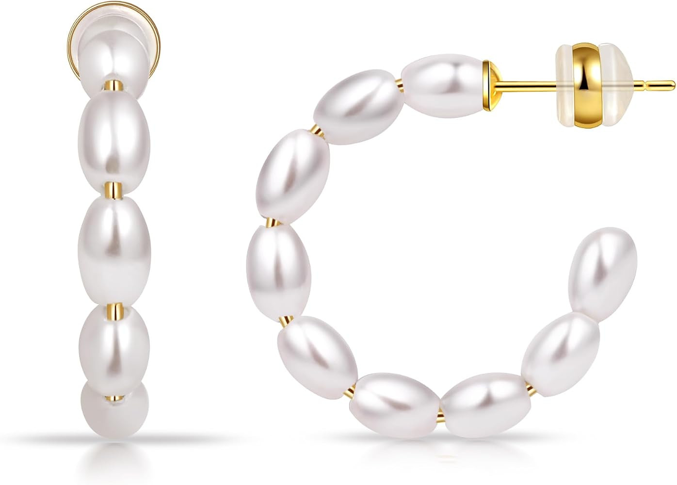 Gacimy Pearl Hoop Earrings for Women with 925 Sterling Silver Post | Amazon (US)