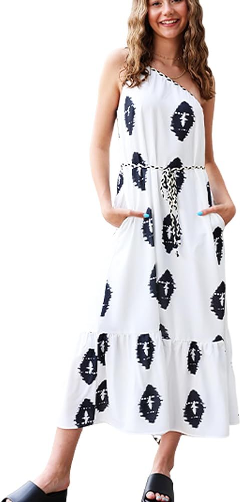 CCTOO Women's Floral Print Maxi Dress 2024 Sleeveless Summer Knot One Shoulder Flowy Boho Dresses... | Amazon (US)