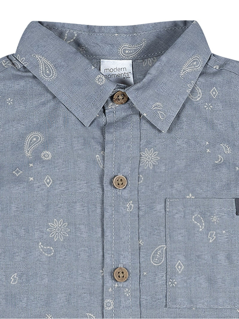 Modern Moments by Gerber Toddler Boy Button Front Shirt and Short Outfit Set, 2-Piece, Sizes 12 M... | Walmart (US)