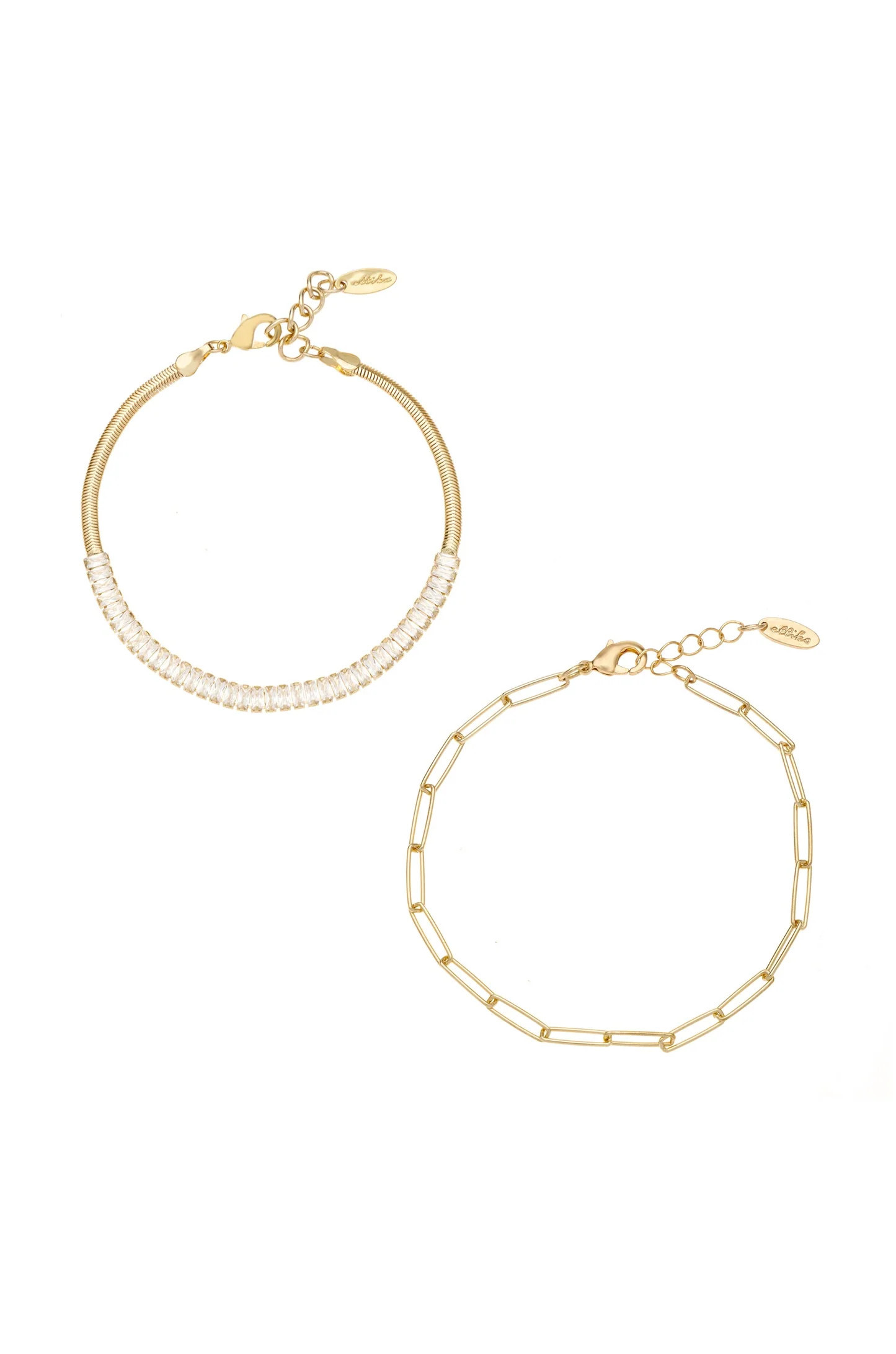 Links and Shine 18k Gold Plated Bracelet Set of 2 | Ettika