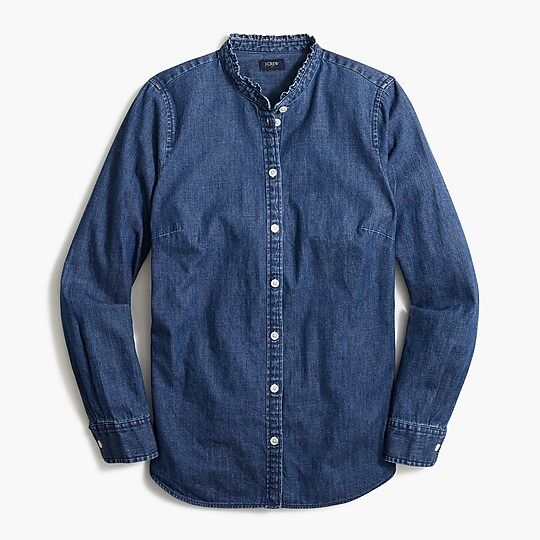 Chambray button-up top with ruffles | J.Crew Factory