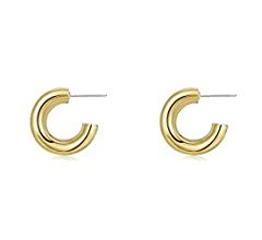 Thick Silver Chunky Hoop Earrings Lightweight Open Hoops For Women | Amazon (US)
