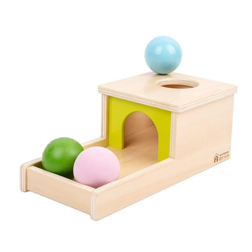 Adena Montessori Object Permanence Box with Tray Three Balls Montessori Toys for 6-12 Months Baby 1 Year Old Infant Toddler Typical | Amazon (US)
