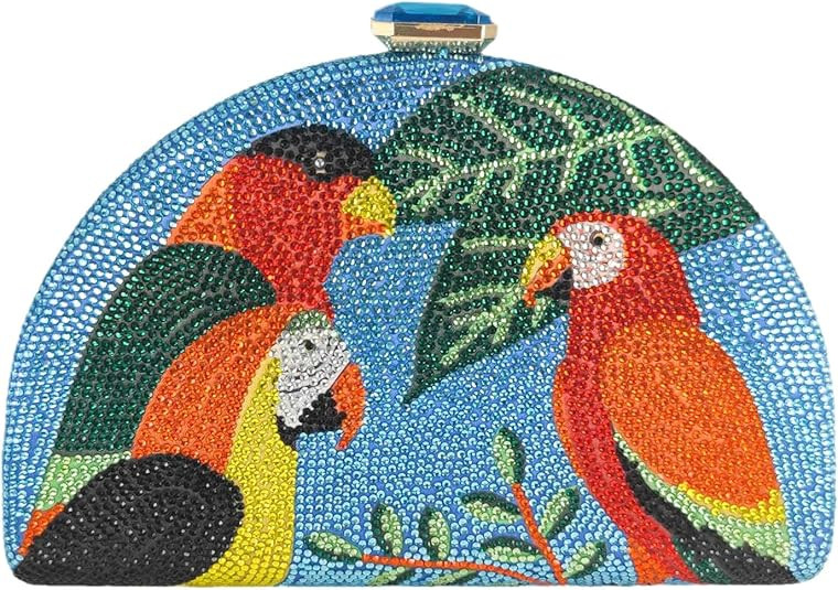 Boutique De FGG Parrot Evening Bags Women Crystal Clutch Bag Cocktail Prom Bird Party Handbags Rh... | Amazon (US)