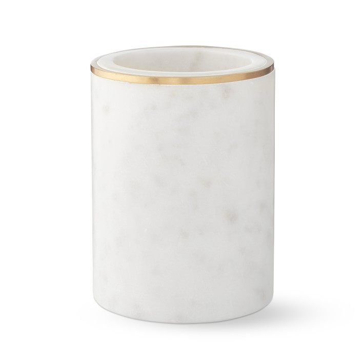 White Marble and Brass Toothbrush Holder | Williams-Sonoma