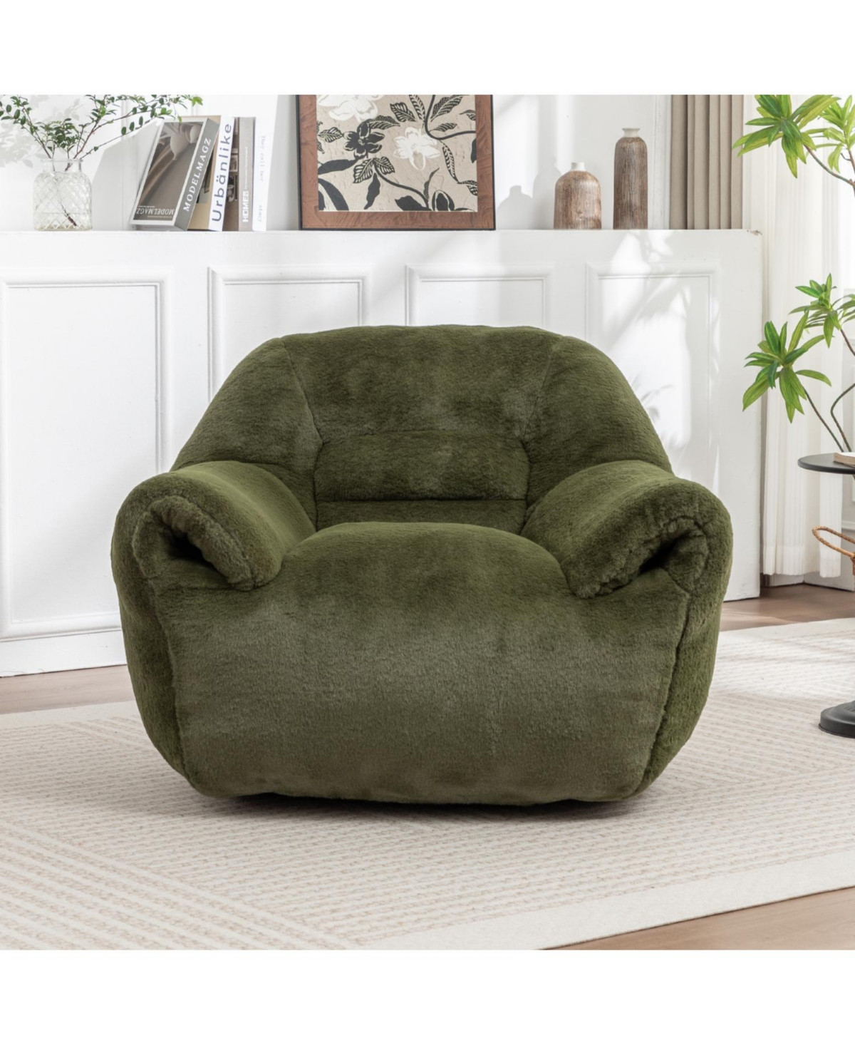 Streamdale Furniture Comfy Green Faux Fur Bean Bag Chair Sofa - Green | Macy's