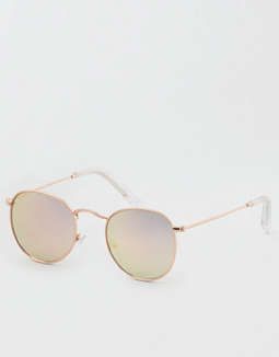 AE Rose Gold Round Sunglasses | American Eagle Outfitters (US & CA)