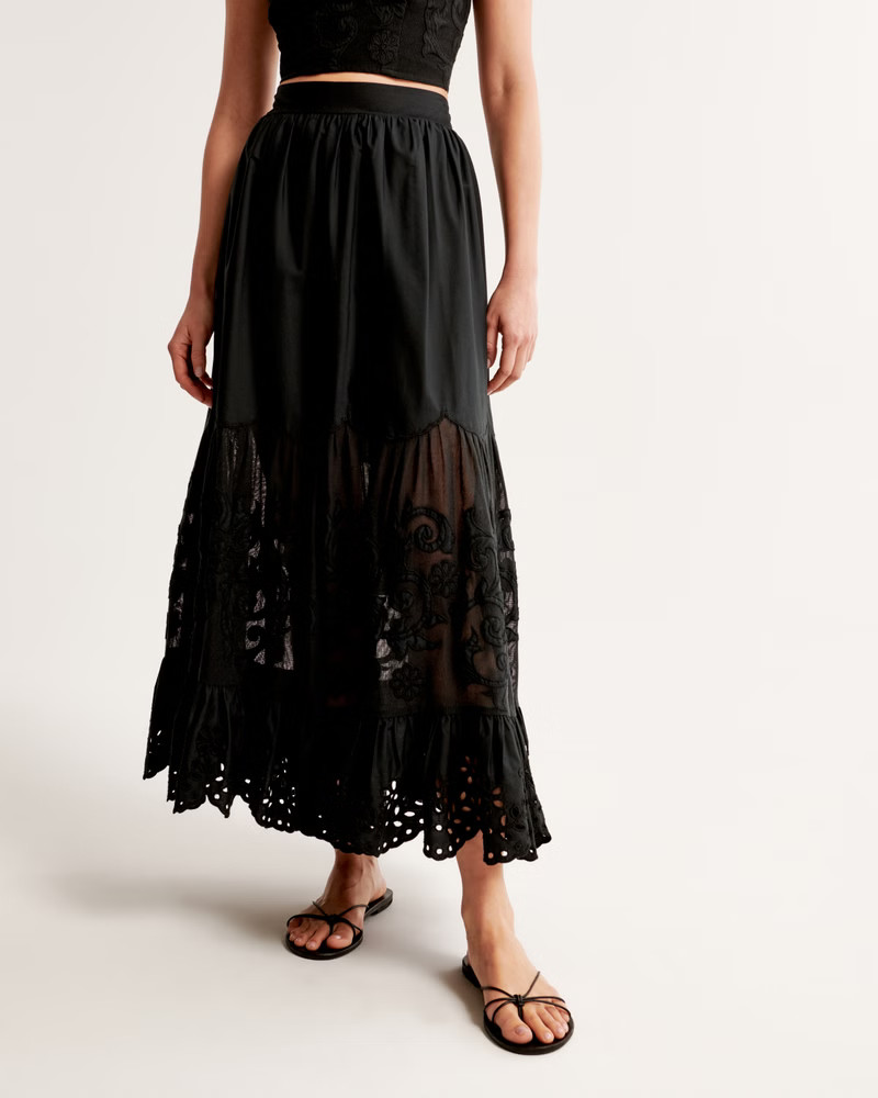 Elevated Embroidered Maxi Skirt | Abercrombie & Fitch (US)
