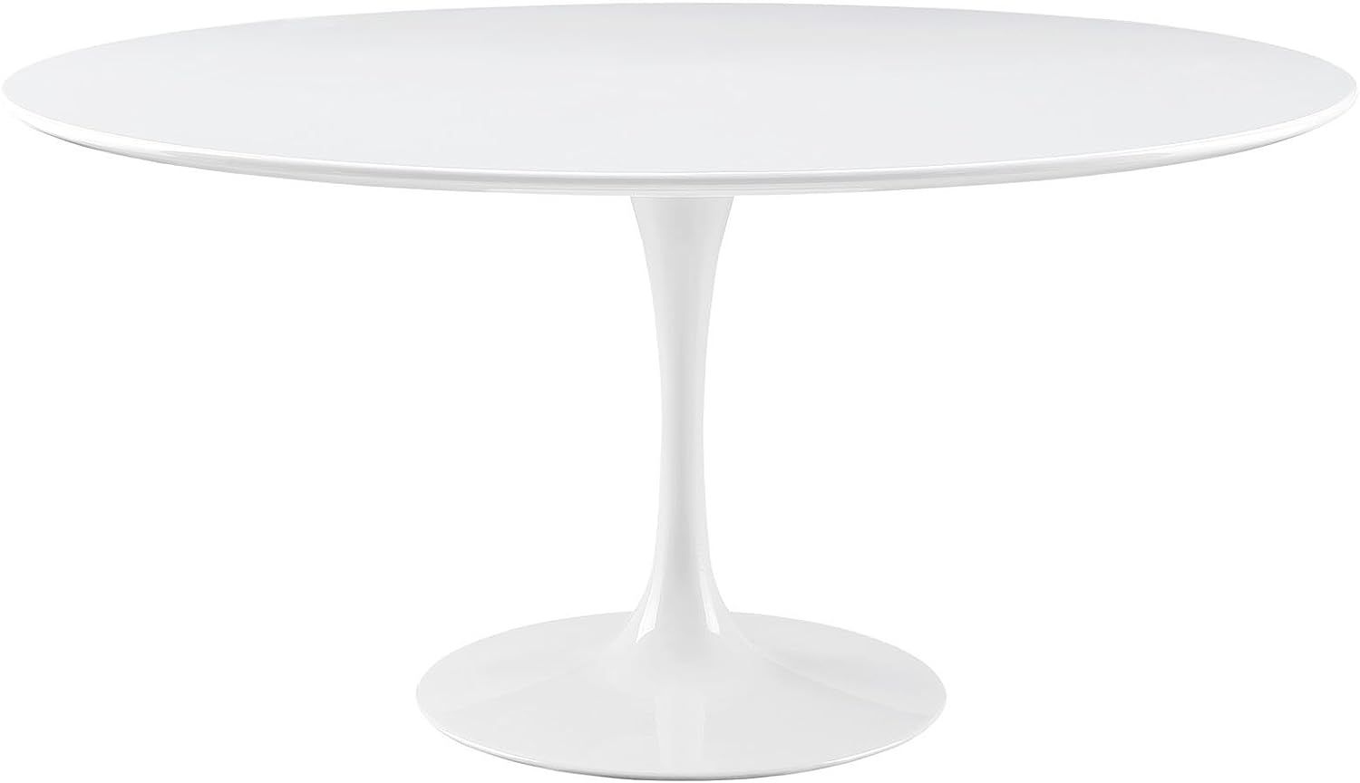 Modway Lippa 60" Mid-Century Modern Dining Table with Round Top and Pedestal Base in White | Amazon (US)