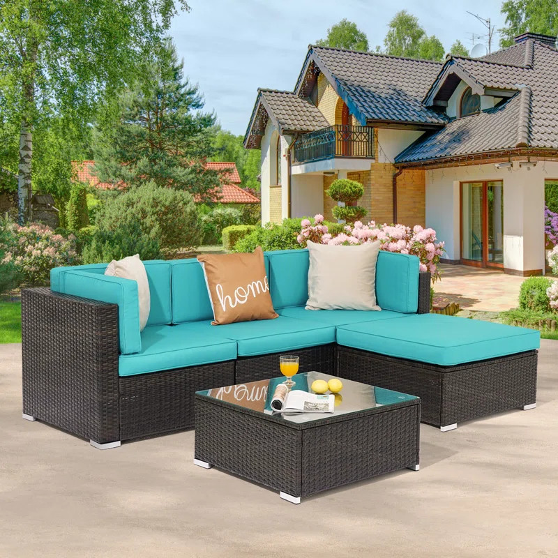 Geralda Polyethylene (PE) Wicker 5 - Person Seating Group with Cushions | Wayfair North America