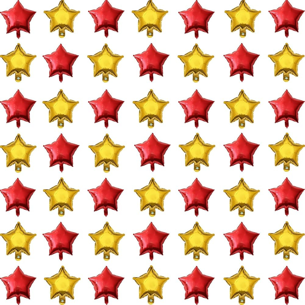 50pcs 5Inch Star Foil Balloons Red and Gold Mini Star Shape Mylar Balloons for Birthday Christmas... | Amazon (US)