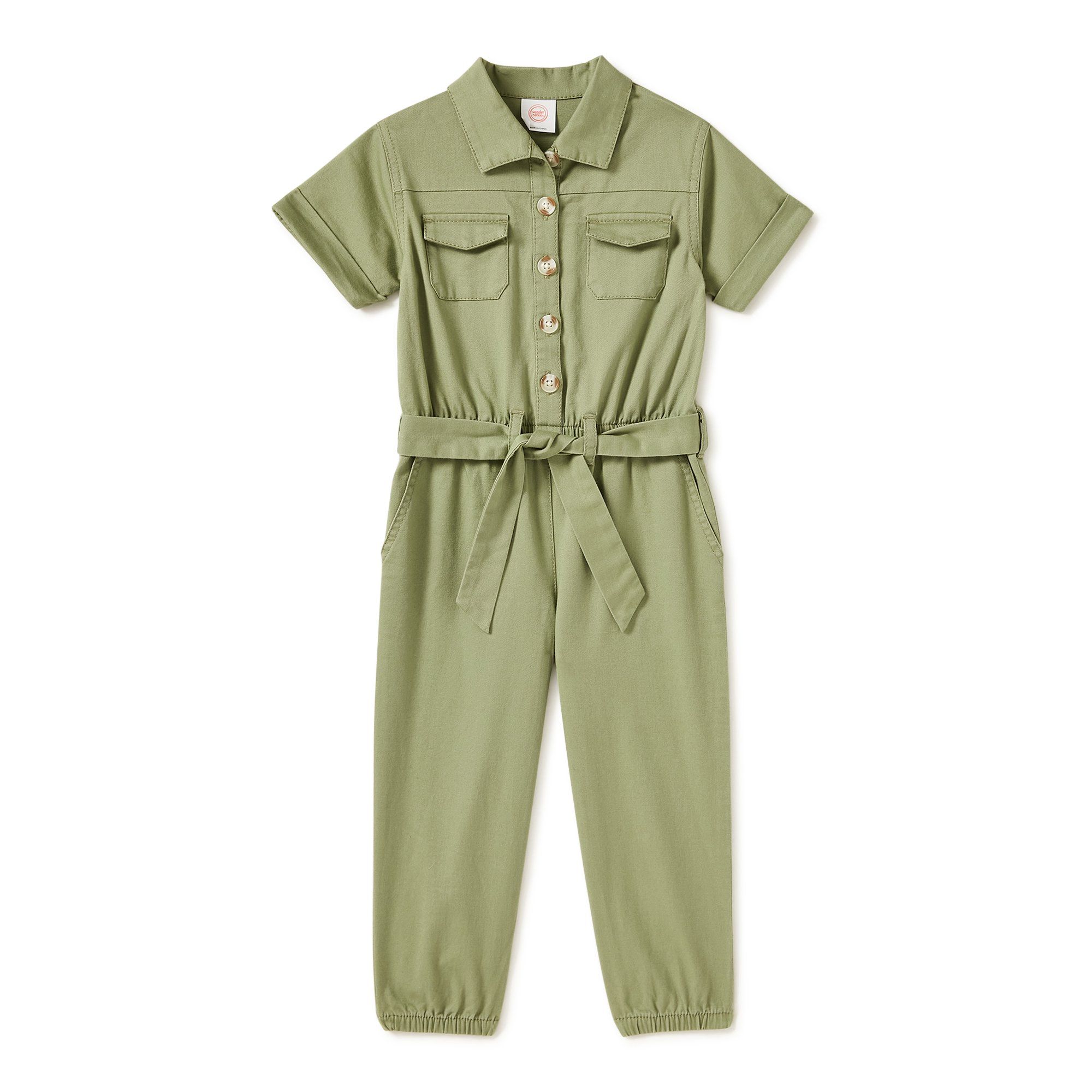 Wonder Nation Baby Girls & Toddler Girls Boiler Jumpsuit, 1-Piece Outfit, Sizes 12M-5T | Walmart (US)