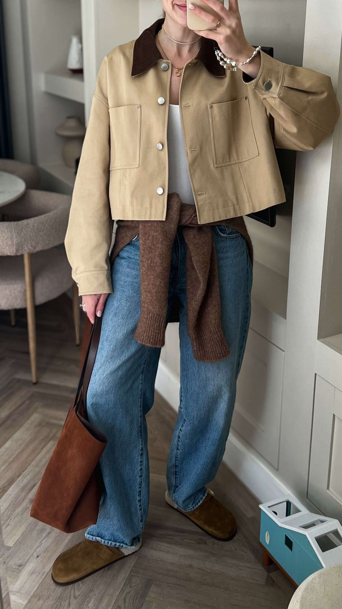Barn jacket outfit - 12% off cropped jacket with code CHARLOTTE12

Sezane - Abercrombie body suit - Levis jeans - levis wide leg denim- blue denim jeans - suede bag - brown suede - suede shoes - suede mules - trending - spring outfit 

#LTKspring #LTKeurope #LTKFashionMonth