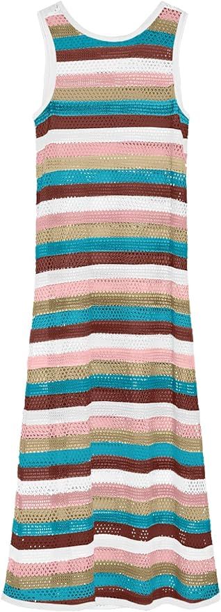 Caracilia Women Swimsuit Cover Up Summer Sleeveless Striped Crochet Knit Swim Bathing Suit Swimwe... | Amazon (US)