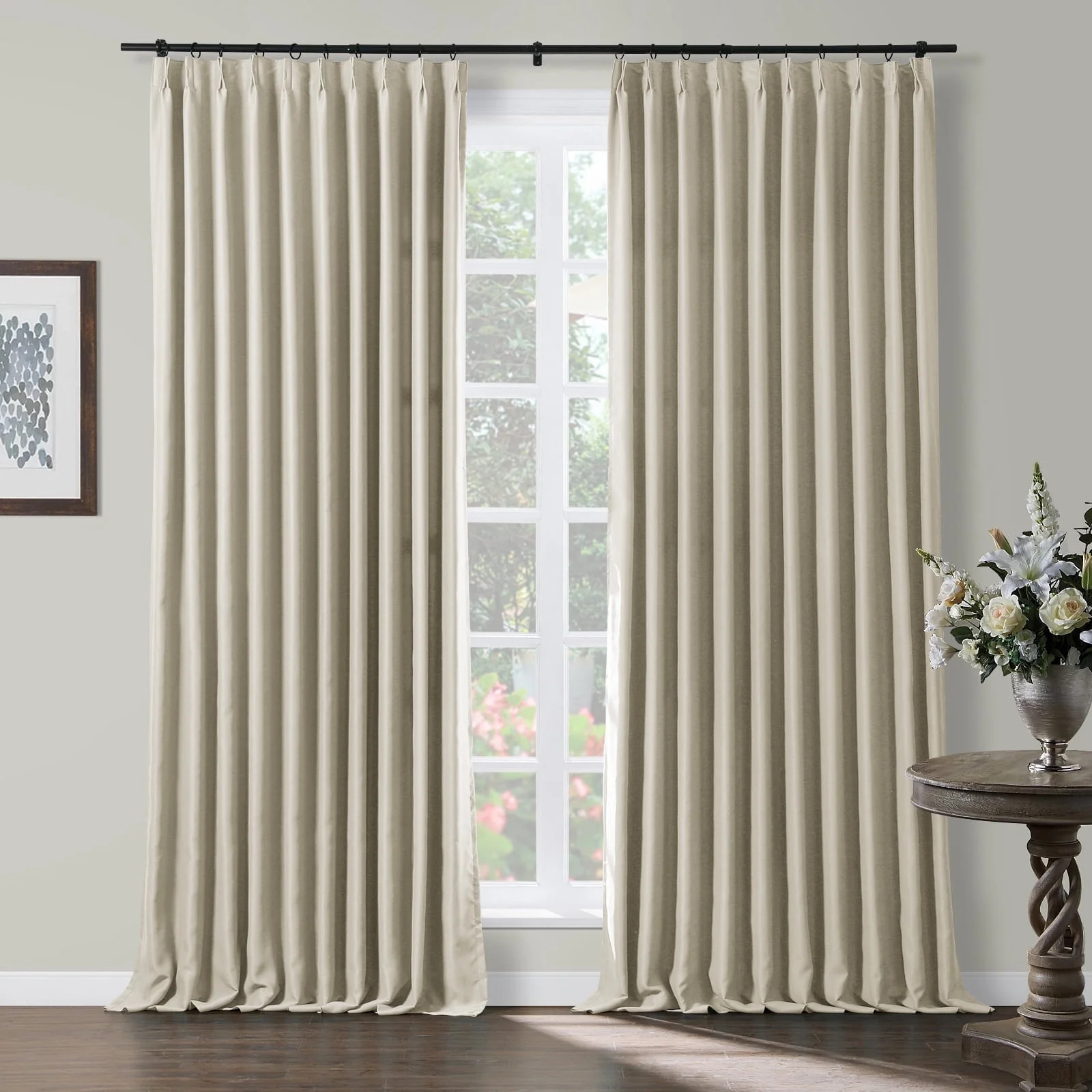 TWOPAGES Pinch Pleated Curtain Blackout Light Blocking Drape for Bedroom, 1 Panel, 52"x108", Beig... | Walmart (US)