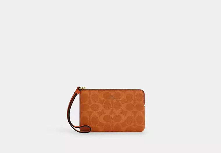 Corner Zip Wristlet In Signature Canvas | Coach Outlet US