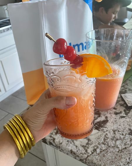 #walmartpartner Save for your next summer party! Easiest Shirley temple summer punch! Got all the ingredients delivered for free using my @walmart #walmartplus membership love it because I get free delivery ($35 order min. Restrictions apply) plus so much more. Info on recipe 
:
.
Pour in 12 ounce grenadine, 6 cups orange juice, 2 liter bottle lemon-lime soda, 2 liter ginger ale add cherries and oranges and your done! I also grabbed some garnish sticks to add Cherries on the rim ✨💕
.
#walmartpartner #walmart walmartfinds #recipes #eaterrecipe #easterdecor #easterrecipes #recipeideas #recipereels #easyrecipes #easyrecipe

#LTKSaleAlert #LTKParties #LTKxWalmart