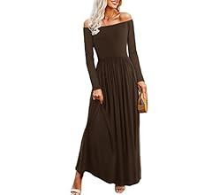 Amoretu Womens' Maxi Dress with Short/Long Sleeve Off Shoulder | Amazon (US)