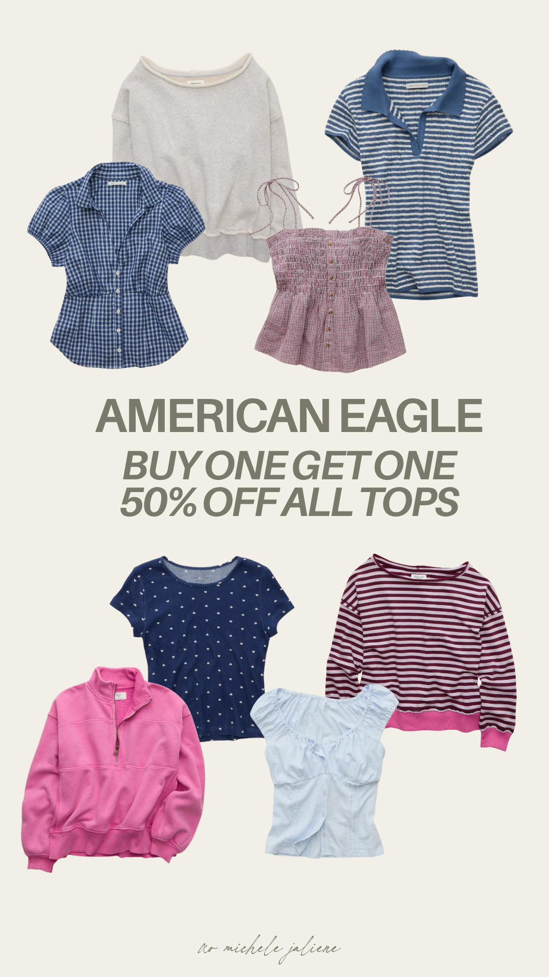 bogo all tops at american eagle right now!!

sale alert, fall outfit women, basics, tops, sweaters, transitional outfits, sweatshirts, crop tops, michele jaliene 

 
