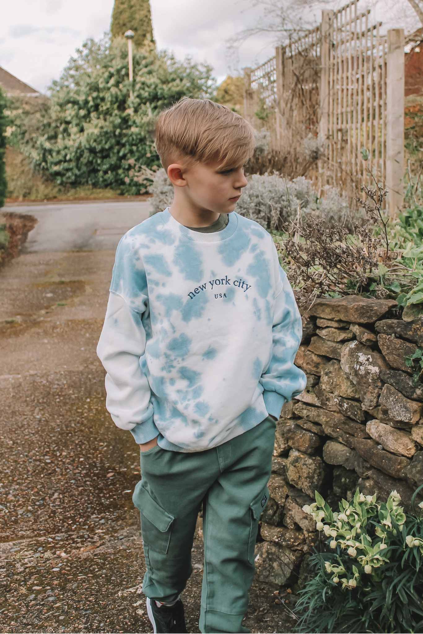 Kids M&S outfit, blue tie dye jumper, cargo joggers, black trainers. Kids styling, boys outfits. Boys fashion.

#LTKkids #LTKstyletip #LTKSeasonal