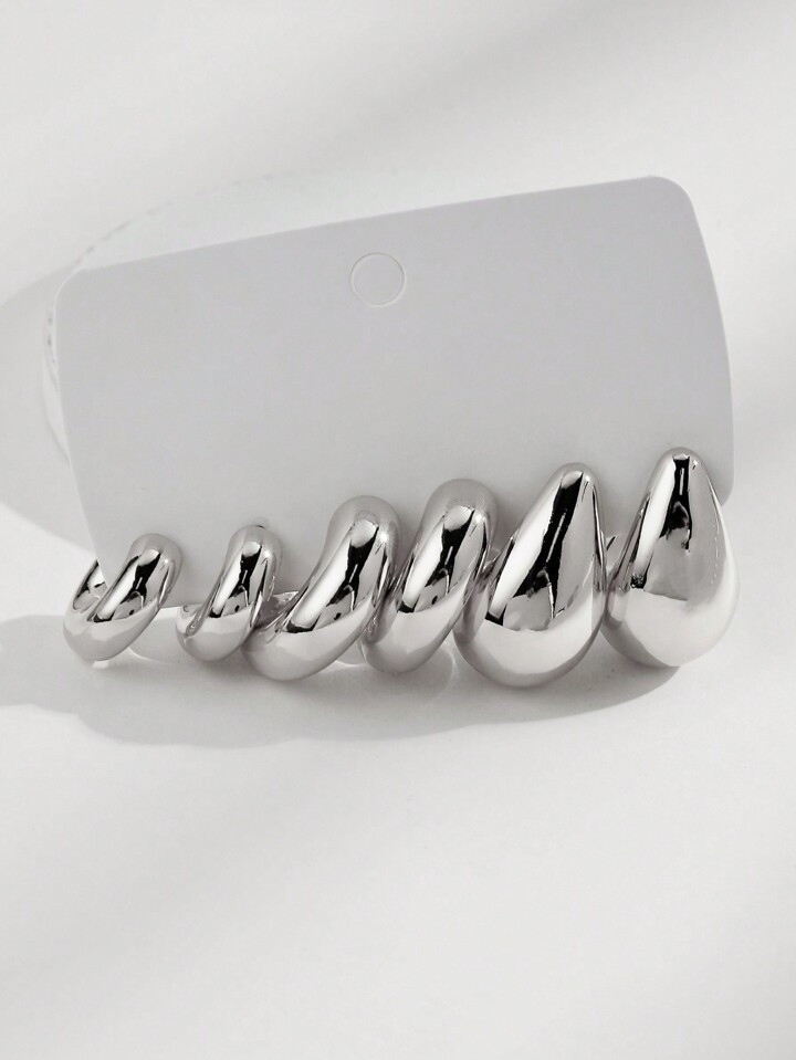 3pairs Classic & Fashionable Silver C Design Minimalist Earrings Suitable For Women's Everyday We... | SHEIN