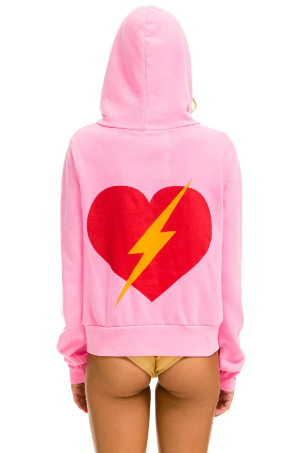 BOLT HEART ZIP HOODIE - NEON PINK | Aviator Nation