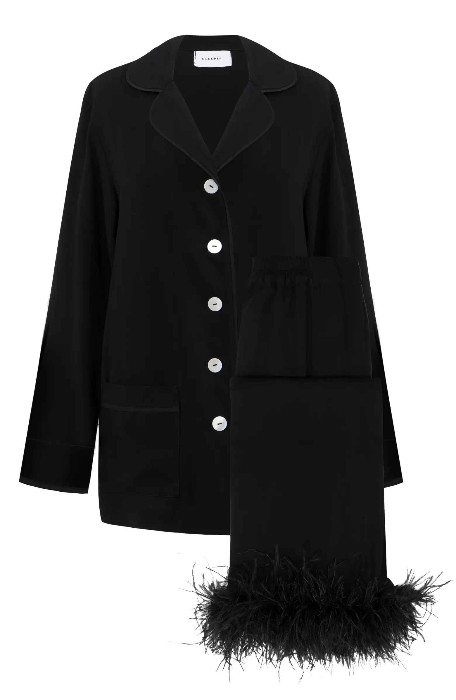 Sleeper Party Pajamas with Detachable Ostrich Feather Trim | Nordstrom | Nordstrom