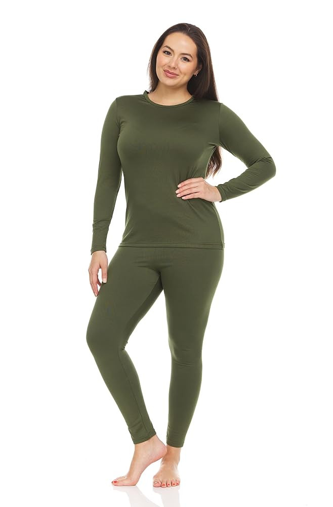 Thermajane Long Johns Thermal Underwear for Women Fleece Lined Base Layer Pajama Set Cold Weather | Amazon (US)