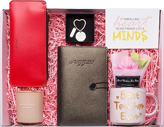 Swgglo Teacher Appreciation Gift - Teacher Gifts Includes Pink Marble Mug,Notebook,Pencil Case,Ke... | Amazon (US)