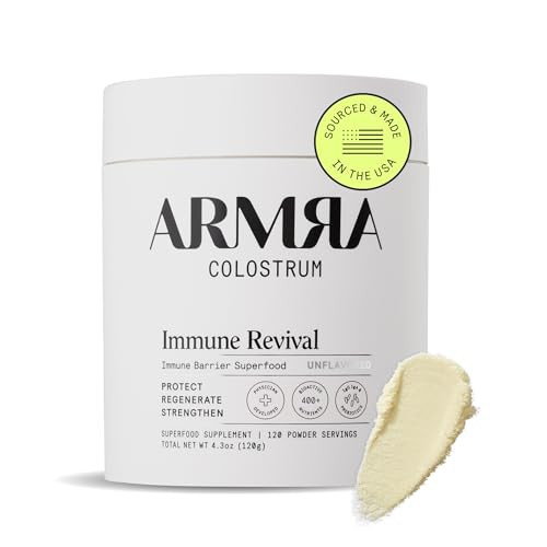 ARMRA Colostrum Powder | Unflavored | Gut Health & Bloating | Skin & Hair | Immunity | Keto, Gluten & Fat-Free | 120 Servings | Amazon (US)