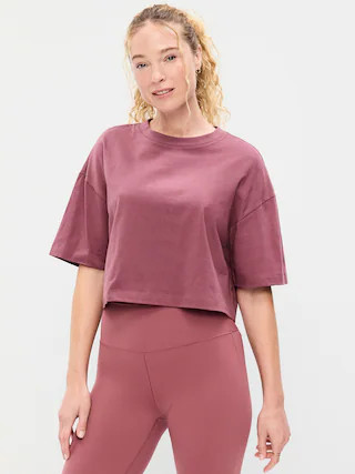 Vintage Crew-Neck Oversized Crop T-Shirt | Old Navy (US)