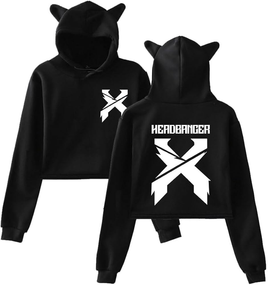 Excision Headbanger Female Hoodie Sweatshirt Women Fashion Hiphop Cat Ear Crop Top | Amazon (US)