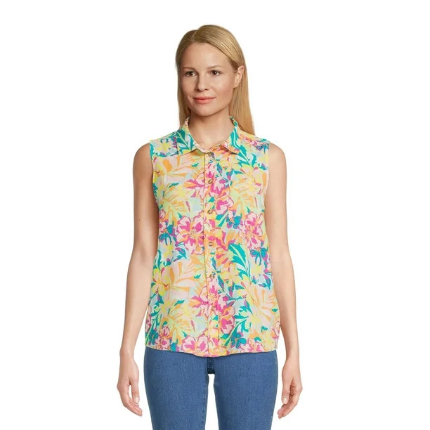 Time & Tru Women's Sleeveless henley | Walmart (US)