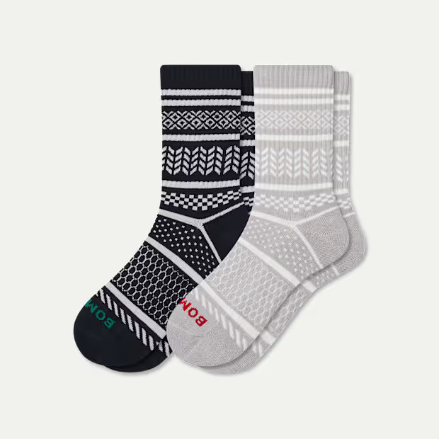 Women's Fair Isle Half Calf Sock 2-Pack Ornament Gift Box | Bombas