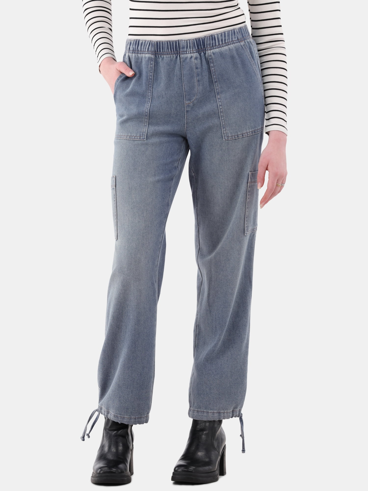 No Boundaries Pull On Cargo Jeans, Women's | Walmart (US)