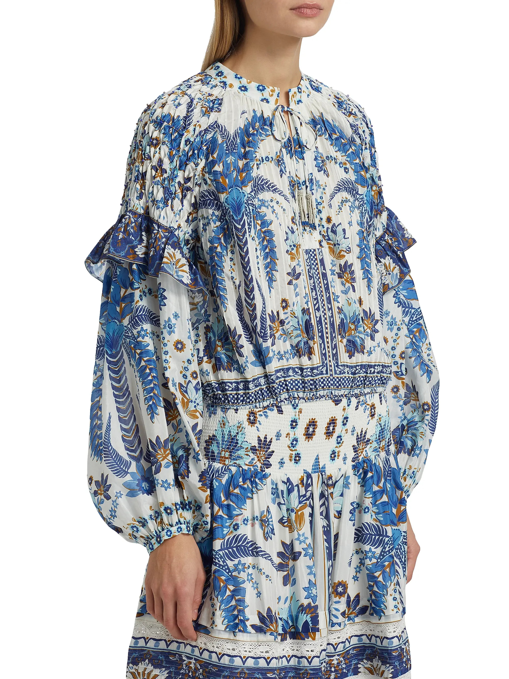 Ana Tapestry Cotton-Blend Blouse | Saks Fifth Avenue