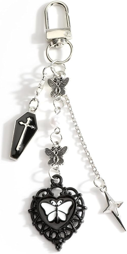 SHTALHST Gothic Heart Keychain with Coffin Charm Cool Dark Romance Keycharm for Women Alternative... | Amazon (US)