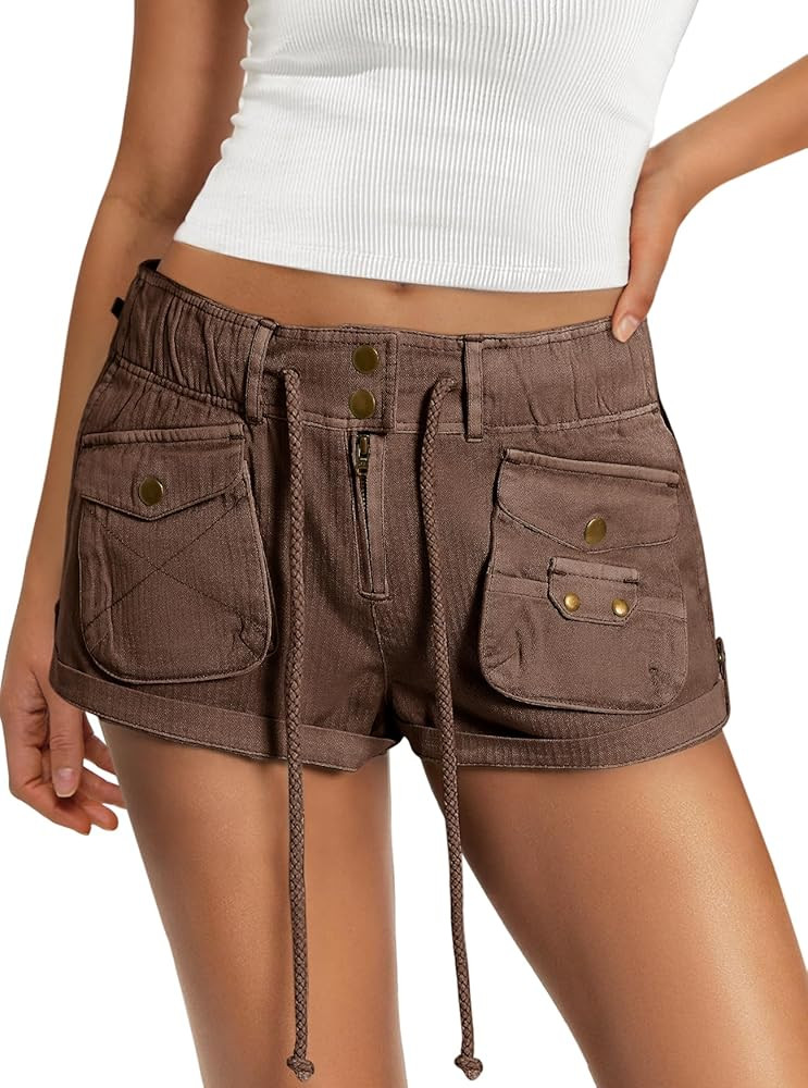 Panadila Womens Cargo Shorts Drawstring Low Rise Mini Shorts Y2k Going Out Bottoms Summer Streetw... | Amazon (US)