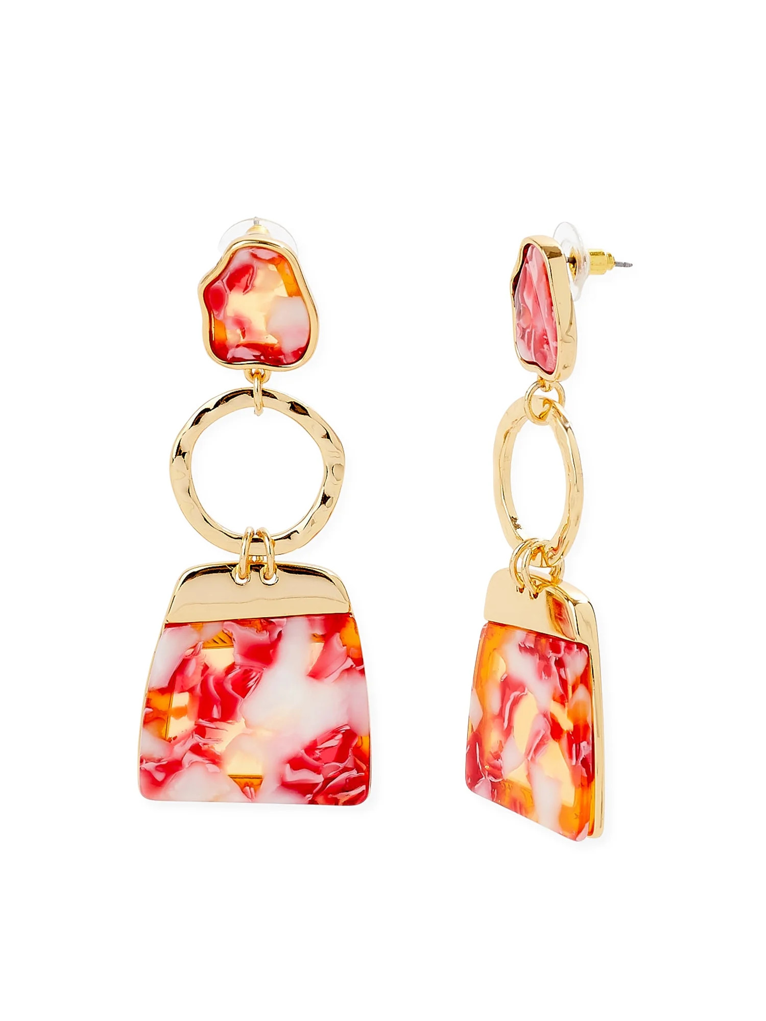 Scoop Women’s 14K Gold Flash-Plated Pink Resin Statement Earrings | Walmart (US)
